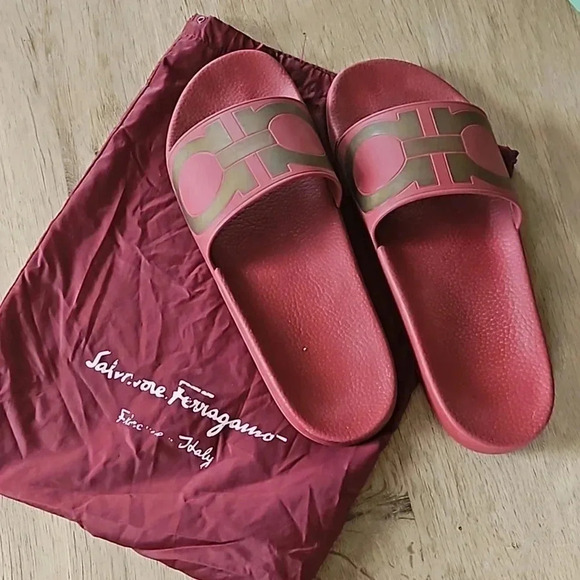 Other - Salvatore Ferragamo Burgundy Slides w/ Dust Bag